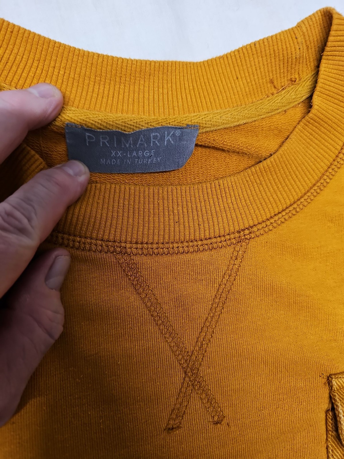 Primark Men’s Mustard Yellow Crew Neck Sweatshirt with Flap Pocket A16 1389