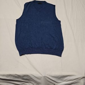 M&S Pure Cotton V-Neck Knitted Tank Top Vest in Denim Blue A16 1390