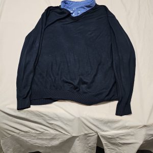 BadRhino Men's 6XL 2-in-1 Mock Shirt V-Neck Jumper Navy Blue A15 1384