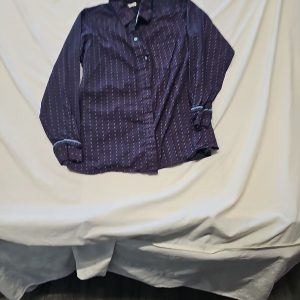 JUST Female Navy Blue Polka Dot Long Sleeve Blouse A12 1352