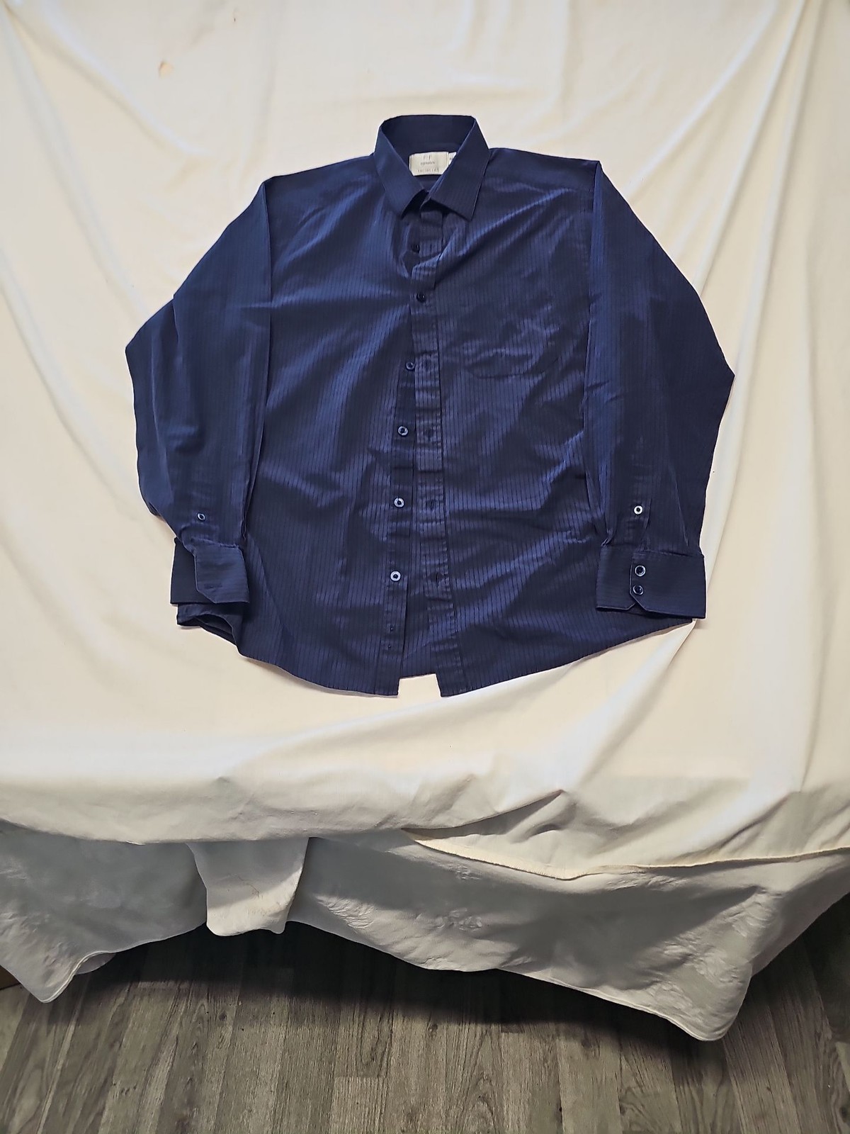 F&F Signature Navy Pinstripe Formal Shirt A12 1354