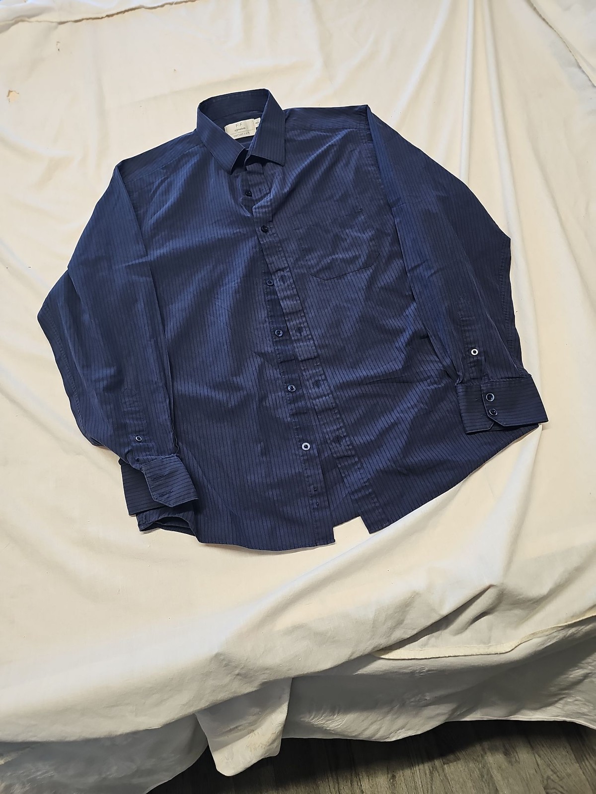 F&F Signature Navy Pinstripe Formal Shirt A12 1354 - Image 3