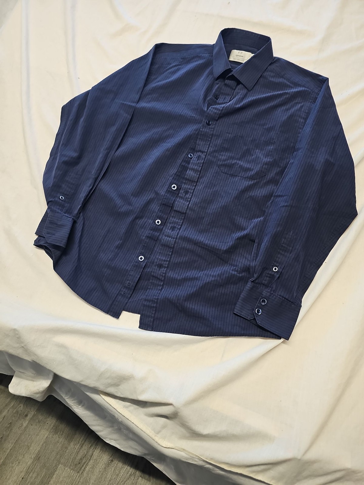 F&F Signature Navy Pinstripe Formal Shirt A12 1354 - Image 4