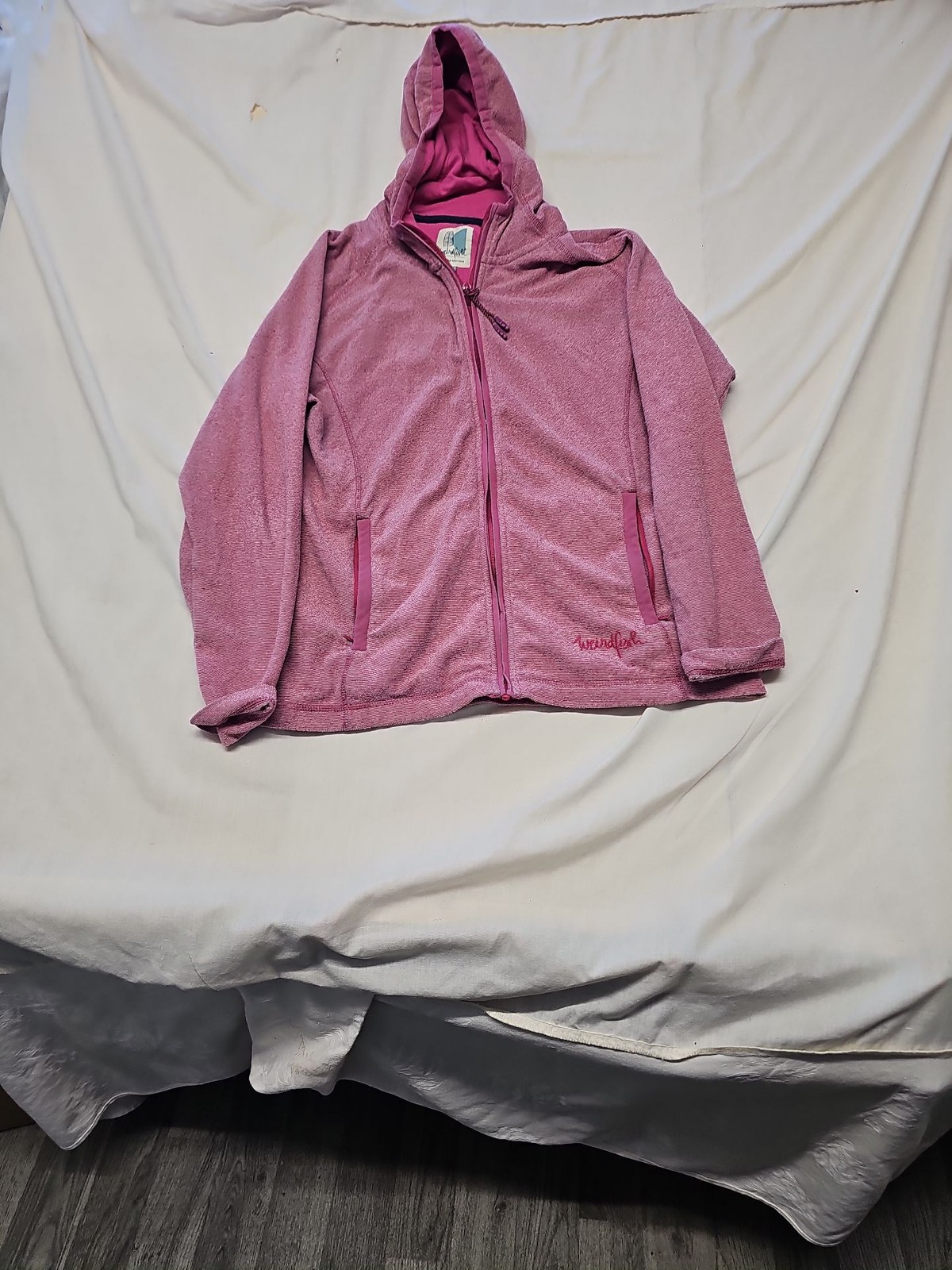 Weird Fish Macaroni Fleece Full Zip Hooded Sweatshirt Pink UK 14 A12 1357