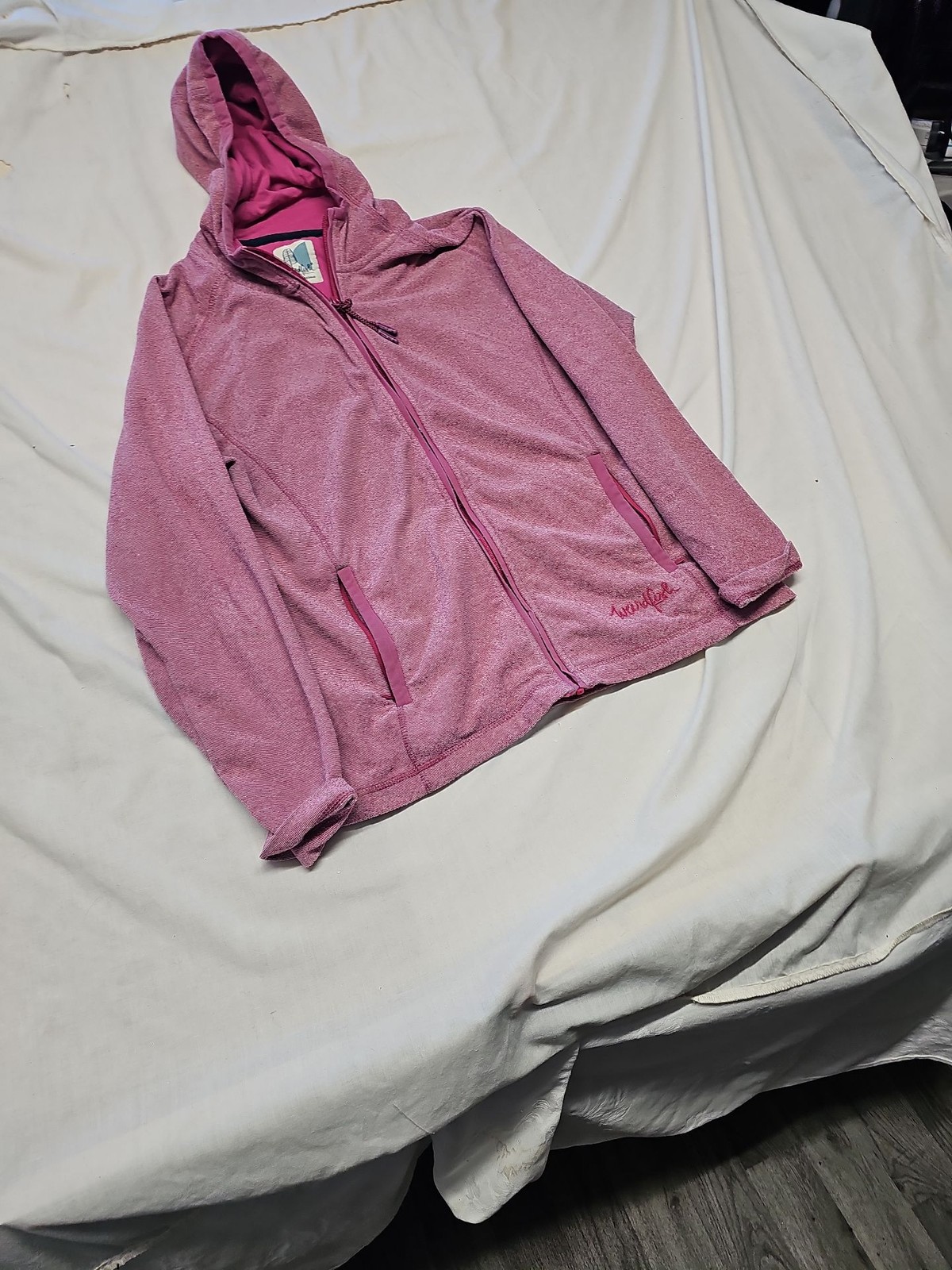 Weird Fish Macaroni Fleece Full Zip Hooded Sweatshirt Pink UK 14 A12 1357 - Image 3