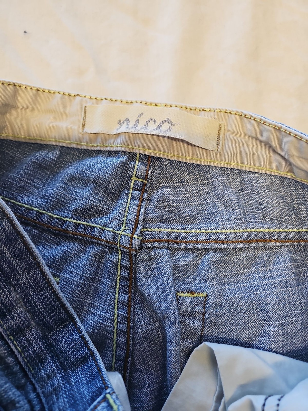 Vintage Nico Blue Bootcut Jeans with Distressed Hem A12 1348 W30