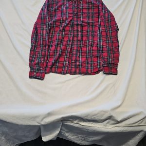 Next Men's Red Tartan Plaid Laundered Cotton Flannel Shirt A12 1351