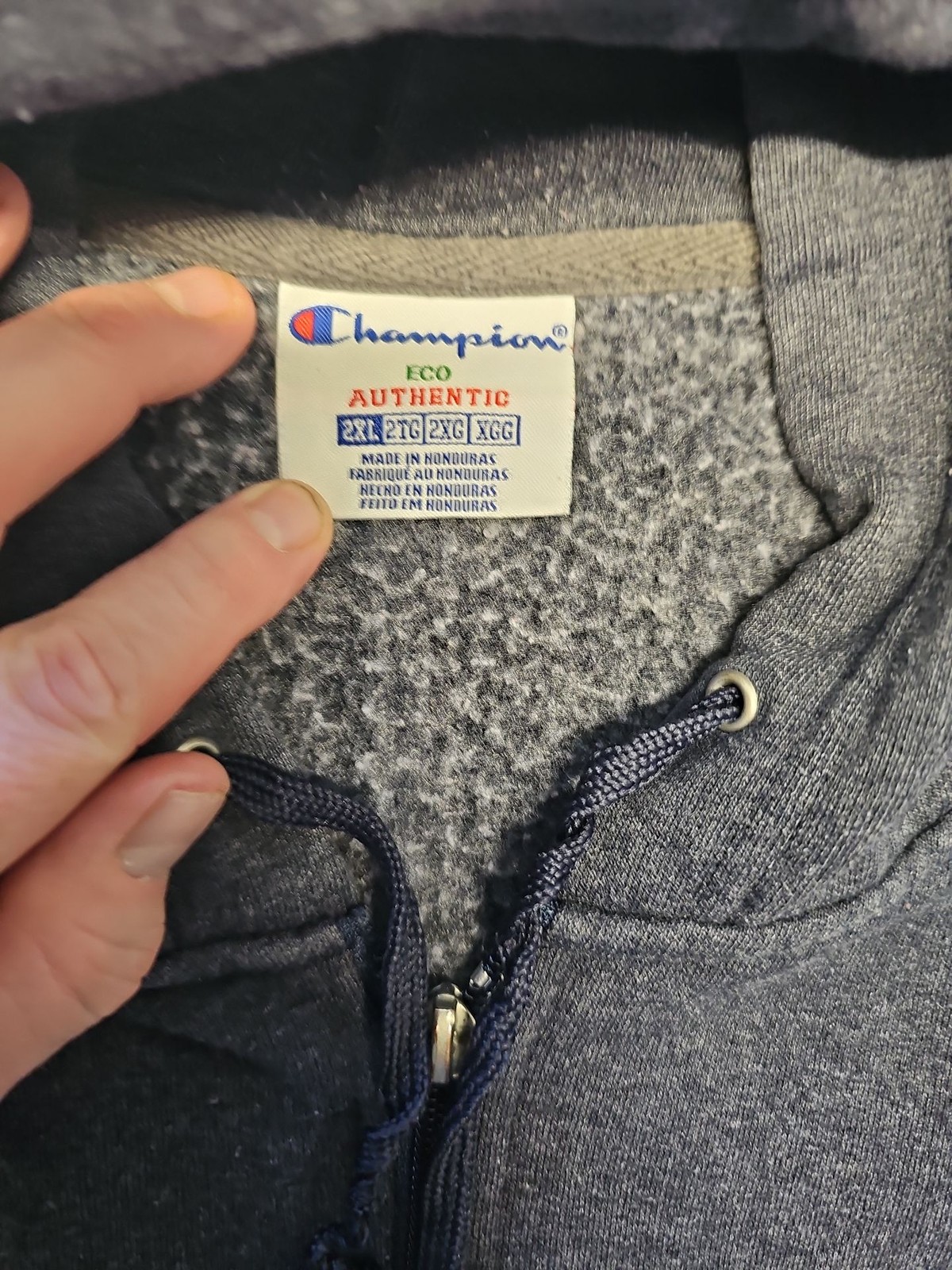 Champion Eco Authentic Navy Full-Zip Hoodie 2XL A12 1349