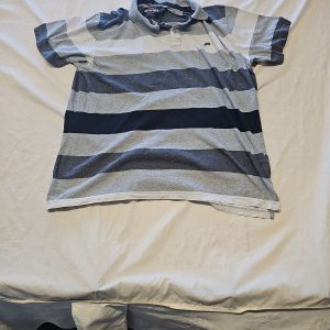 Vintage Ecko Unltd Striped Polo Shirt - Grey & Navy Streetwear A9 1342