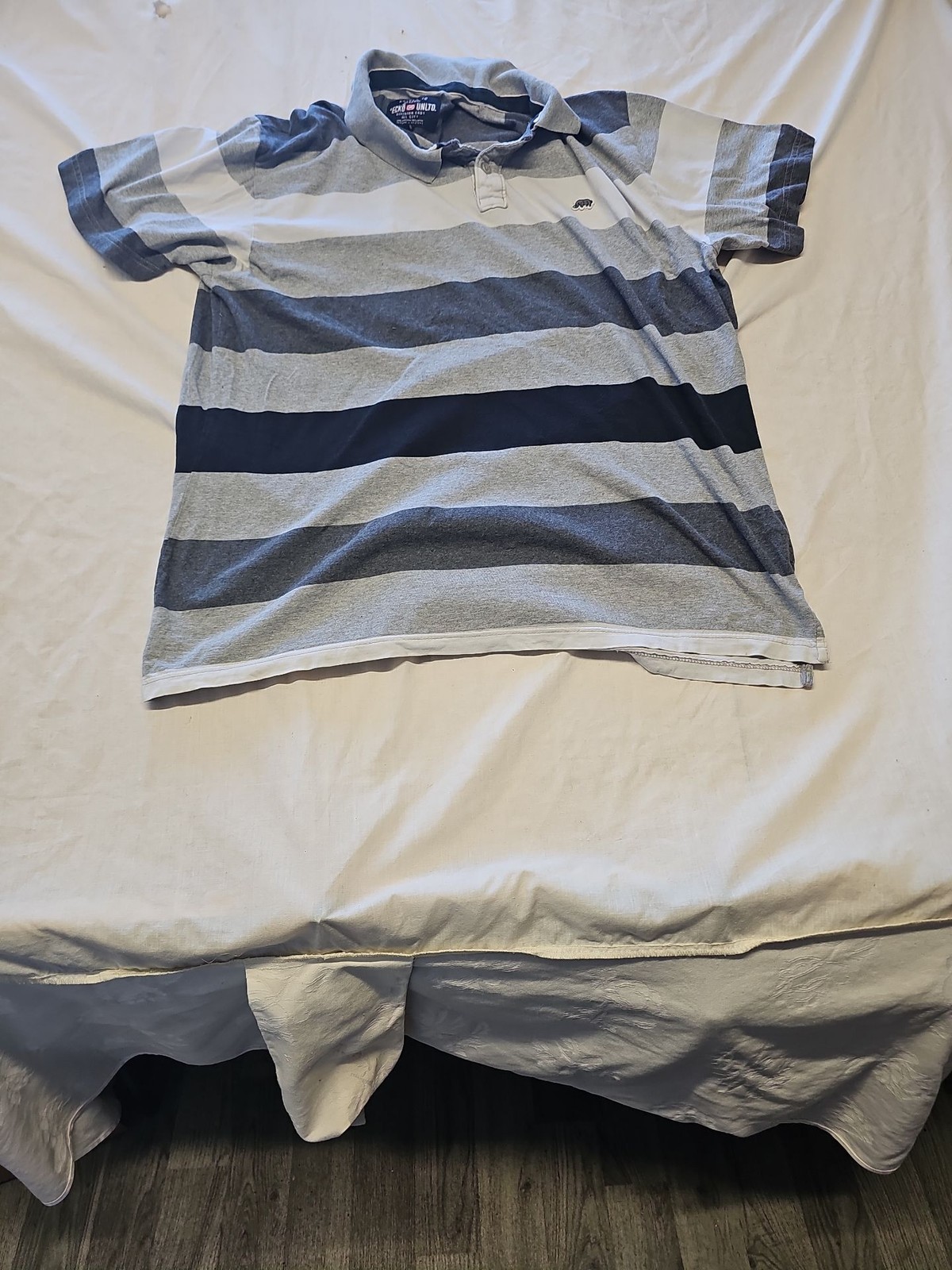 Vintage Ecko Unltd Striped Polo Shirt - Grey & Navy Streetwear A9 1342 - Image 3