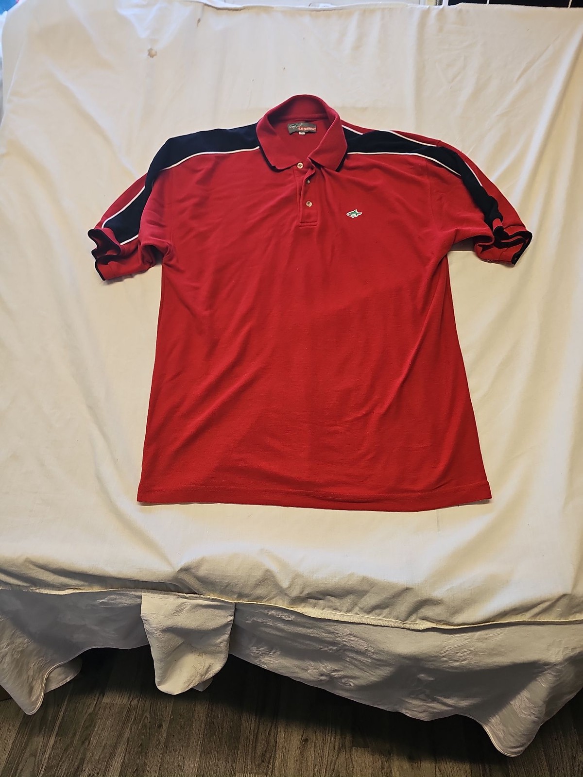 Le Shark Men's Vintage Red Polo Shirt with Navy Contrast Paneling A9 1343