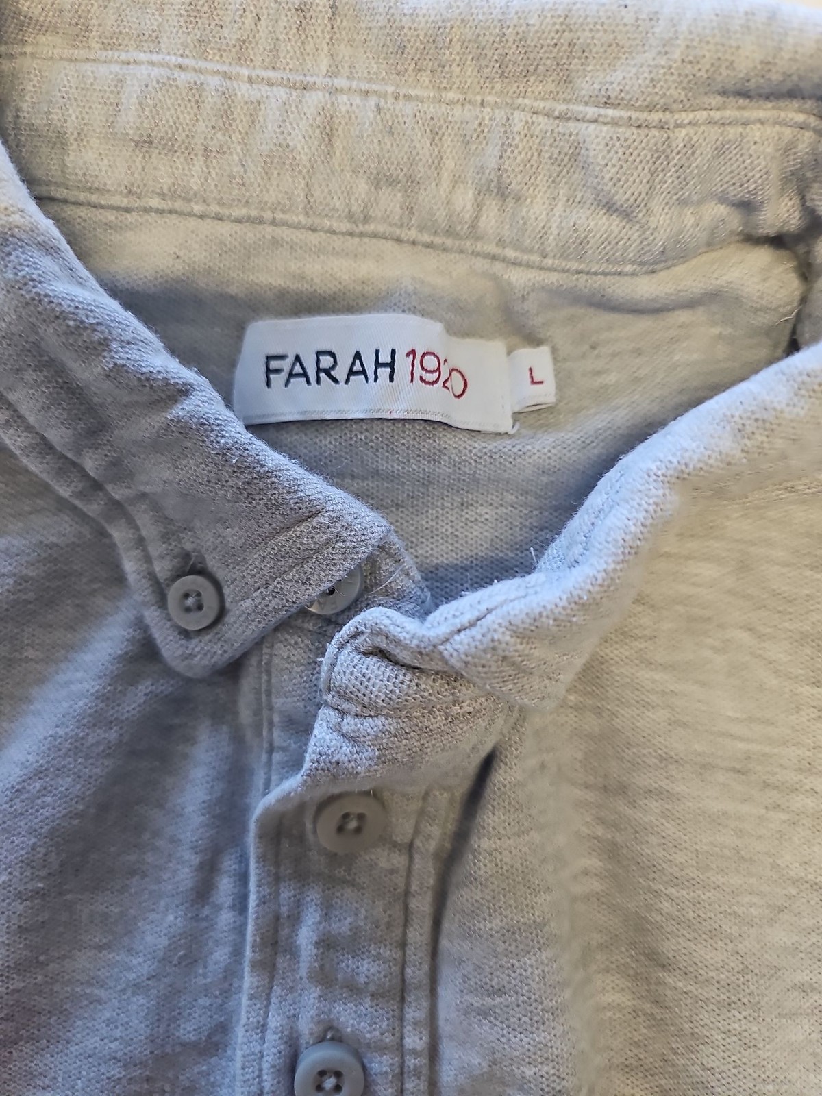 Farah 1920 Grey Marl Polo Shirt – Size Large A9 1345