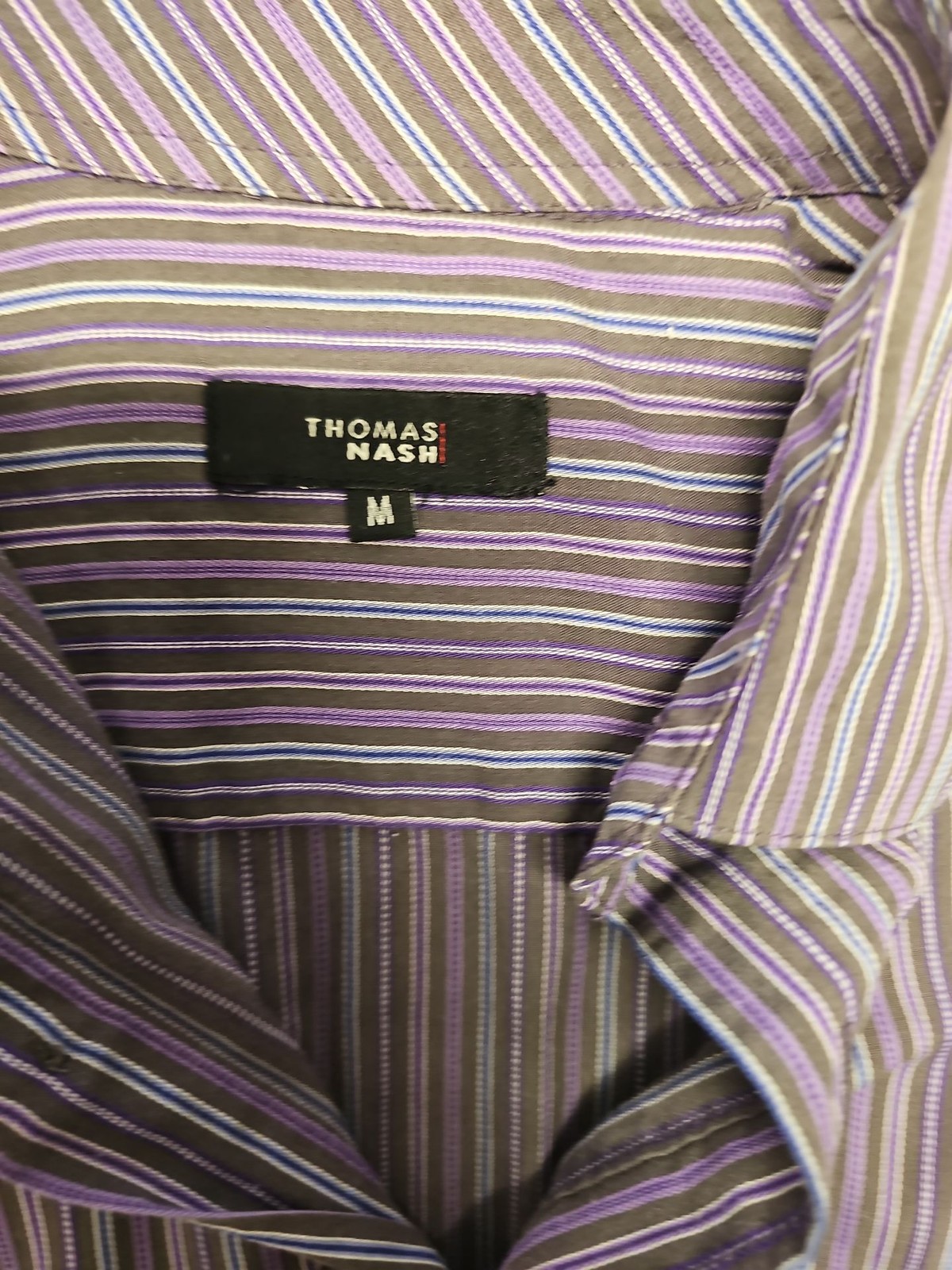 Thomas Nash Purple Vertical Stripe Long Sleeve Shirt A9 1336