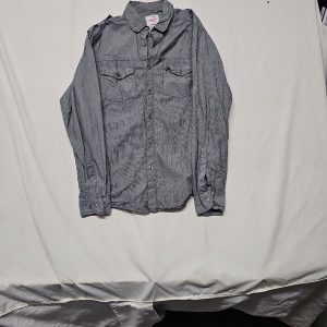 Cedarwood State Grey Striped Military Style Long Sleeve Shirt