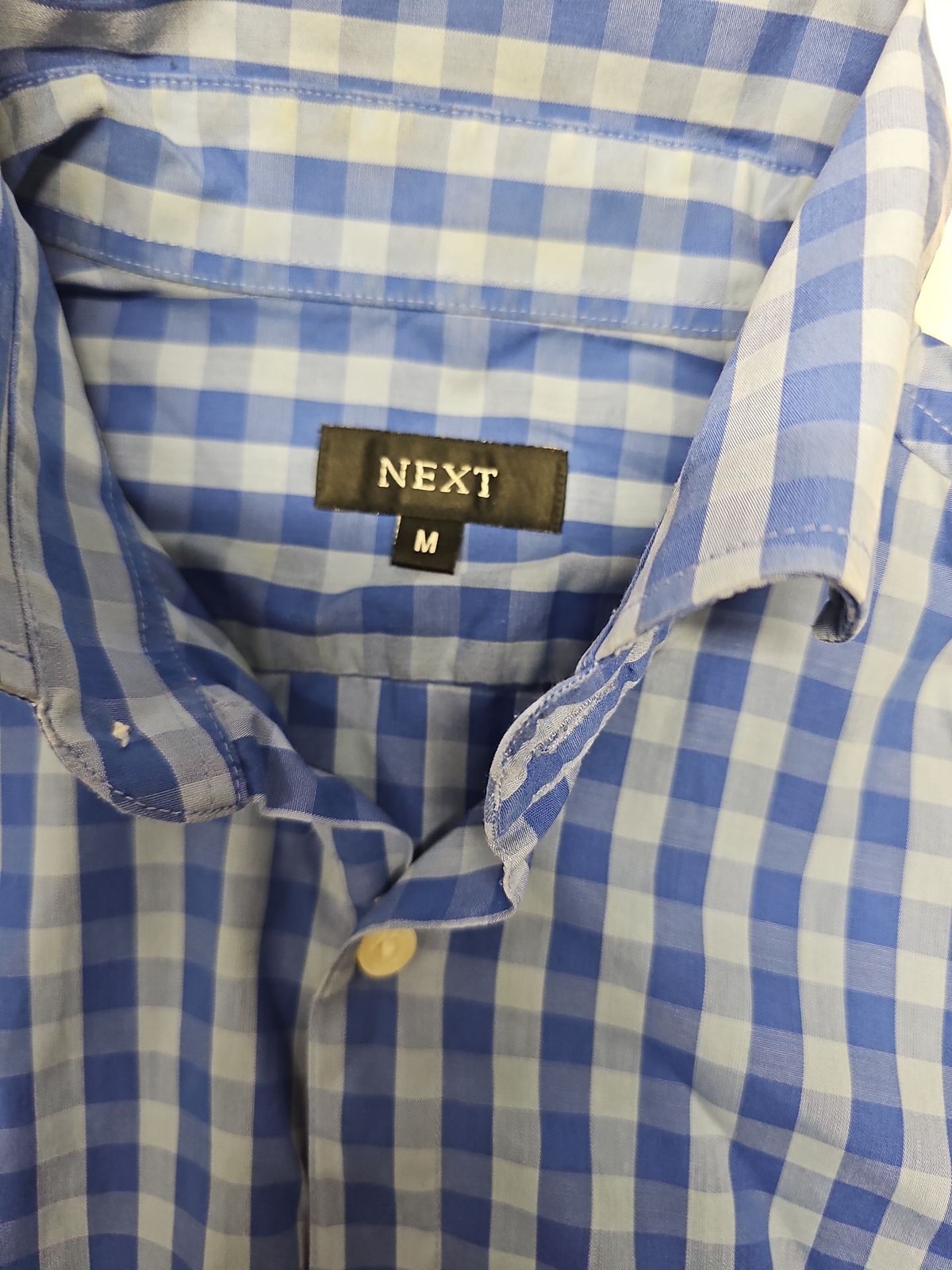 Next Men’s Blue Gingham Check Long Sleeve Shirt A9 1340