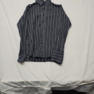 Cedarwood State Men's Black & White Pinstripe Long Sleeve Shirt A9 1333