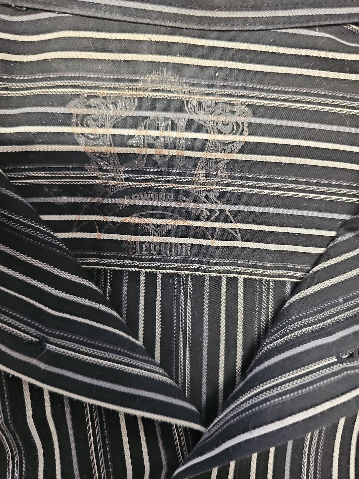 Cedarwood State Men’s Black & White Pinstripe Long Sleeve Shirt A9 1333