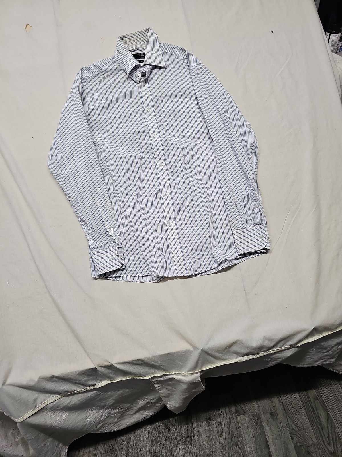 Thomas Nash Blue & White Pinstripe Easy Care Dress Shirt A9 1334 - Image 3